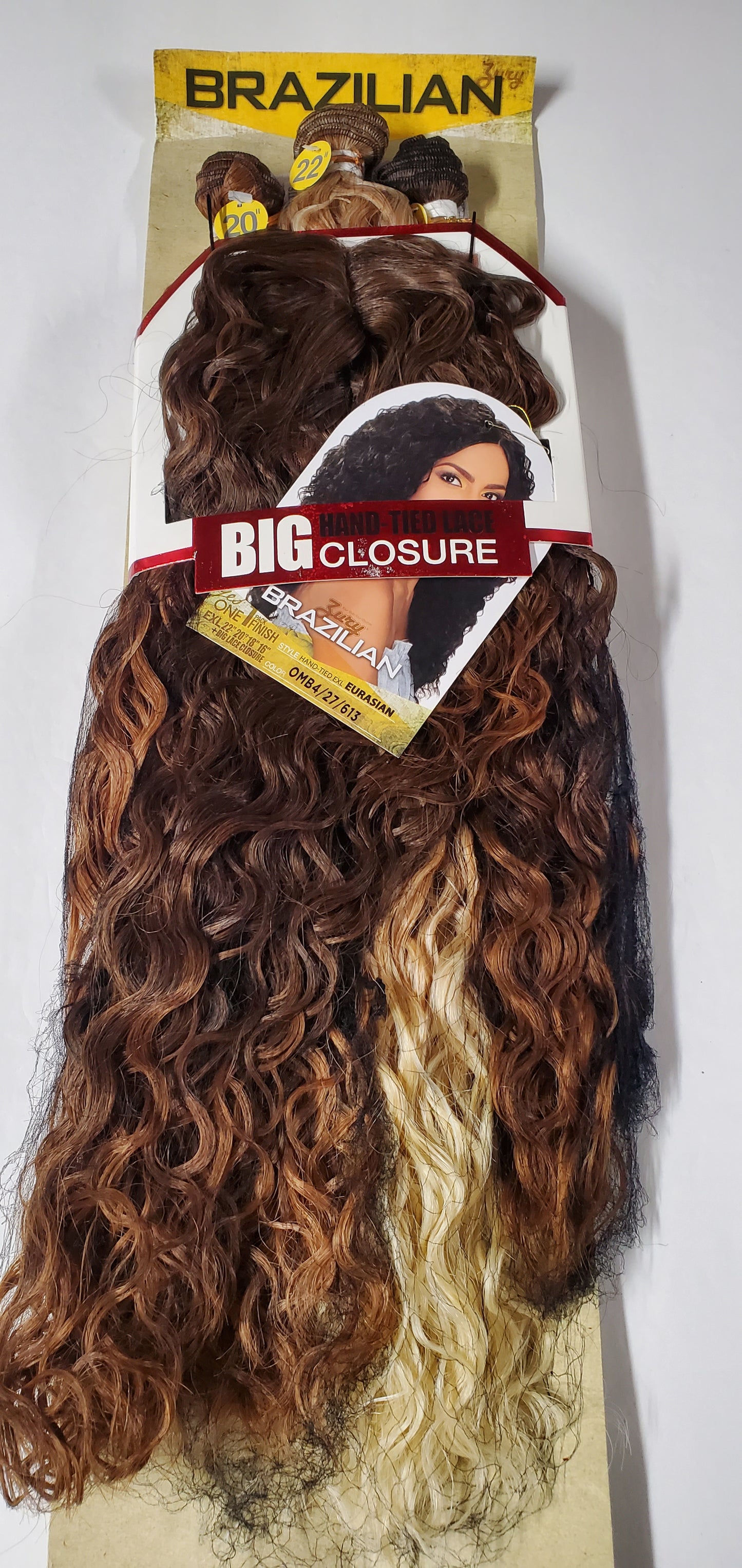 Multi length brazilian hand-tied Eurasian hair extensions; curly sew-in wefts. image 2