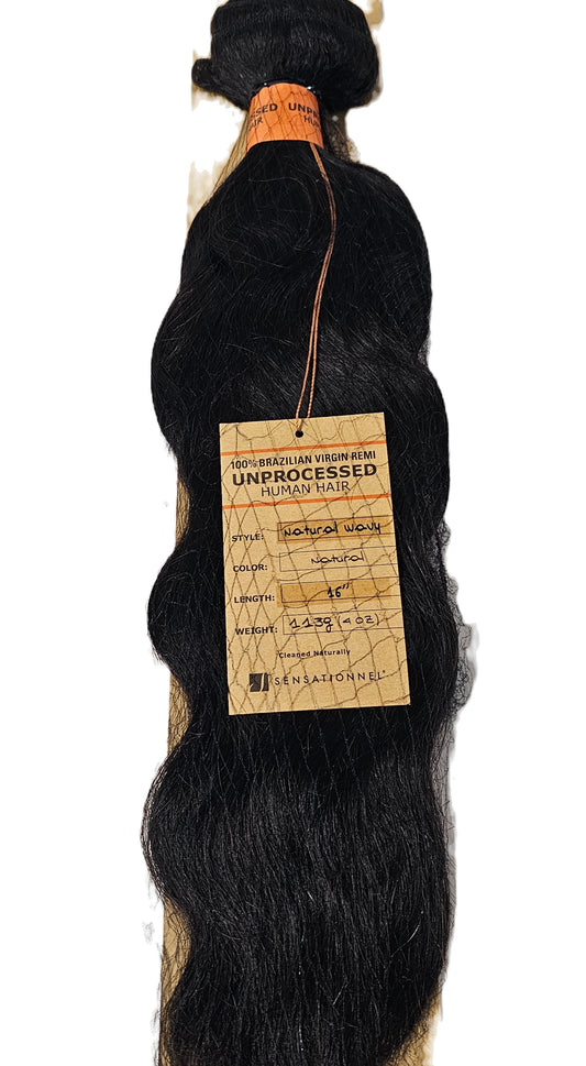 Natural wavy human hair weave for sew-in; brazilian virgin remi; bundle weft image 1