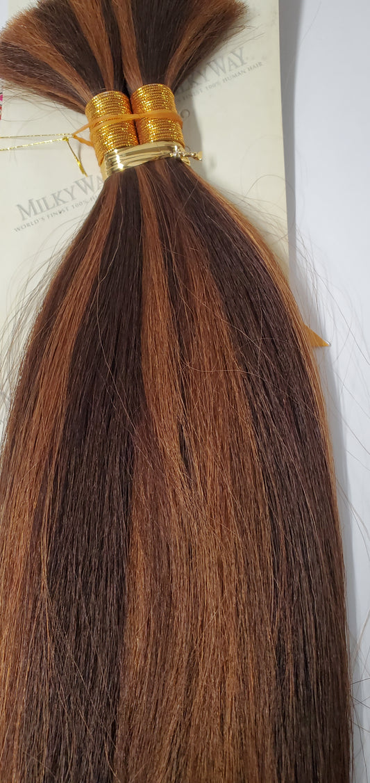 Human hair tangle-free yaki bulk straight for braiding; Milky Wy image 1