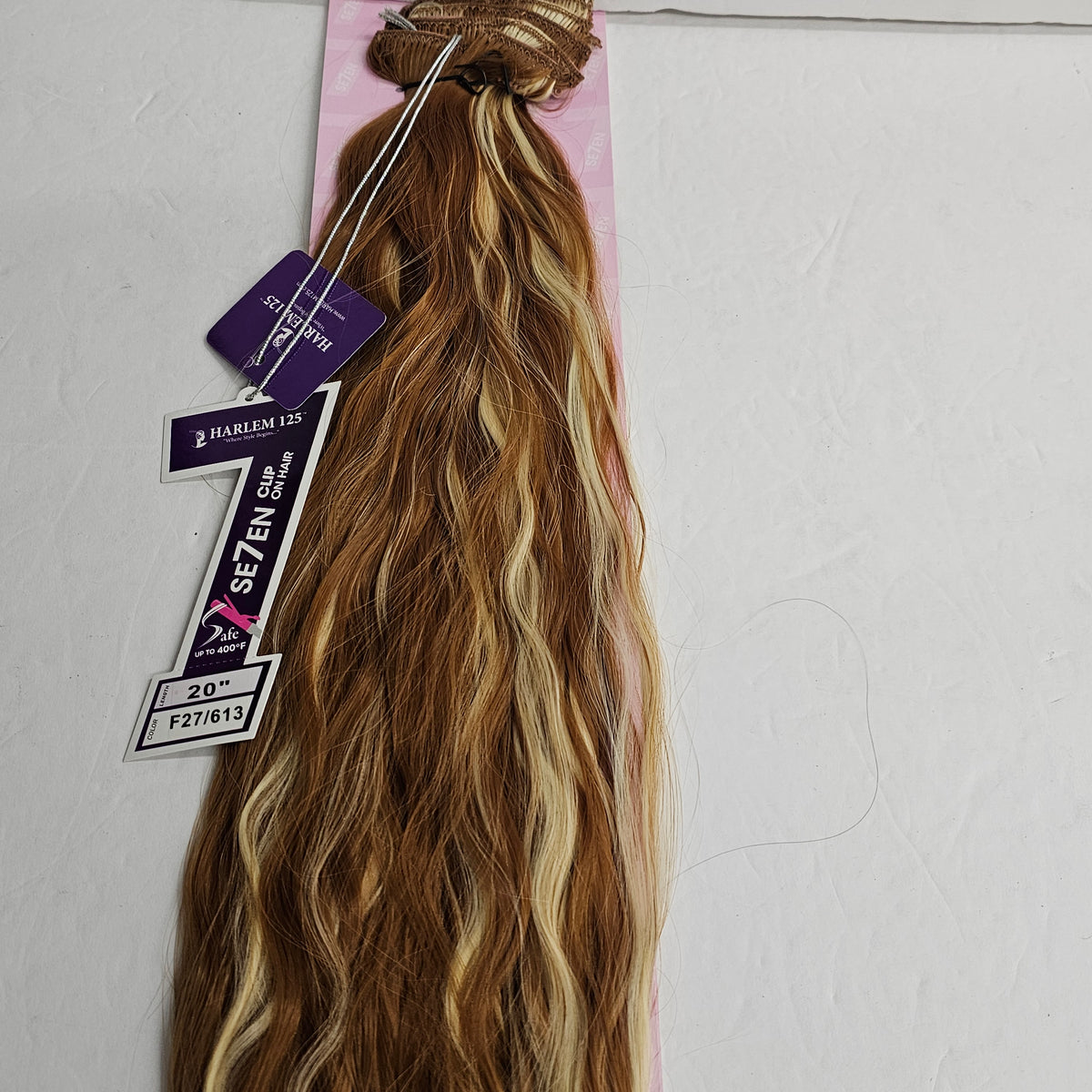 Clip-on 7pcs wavy hair extensions - heat resistant - curling iron safe - Harlem 125