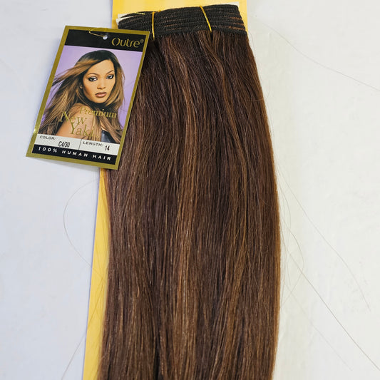 Outre premium new yaki tangle-free human hair weave - straight sew-in weft - mixed colors - 4/30