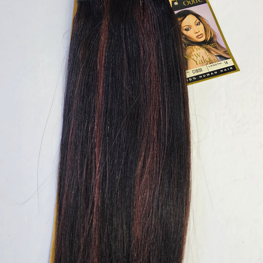 Outre premium new yaki tangle-free human hair weave - straight sew-in weft - mixed colors - 1B/33