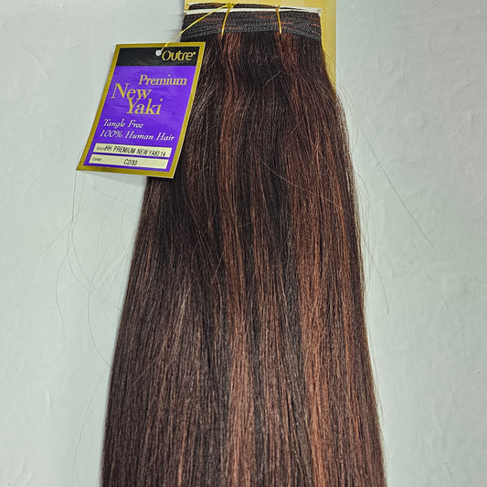 Outre premium new yaki tangle-free human hair weave - straight sew-in weft - mixed colors - C2/33
