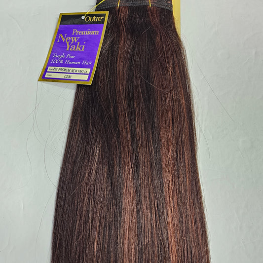 Outre premium new yaki tangle-free human hair weave - straight sew-in weft - mixed colors - C2/33