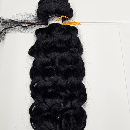 Unprocessed natural human hair weave new bohemian; curly sew-in weft. image 1