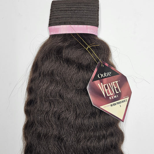 Human hair velvet remi french wave weave; wavy sew-in weft. image 0