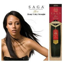 Human hair Saga gold remy yaky weave; straight sew-in weft image 0
