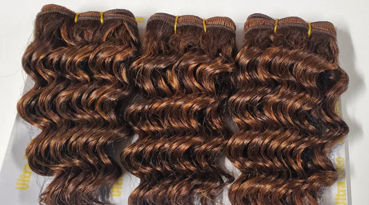 Human hair tangle-free weave; ultra deep; 3pcs; curly; wefts; sew-in. image 0