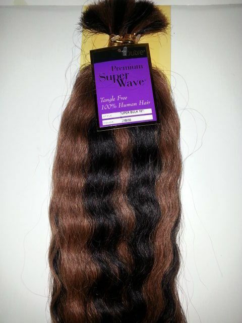 Human hair super bulk for braiding; 16 inch wavy image 0