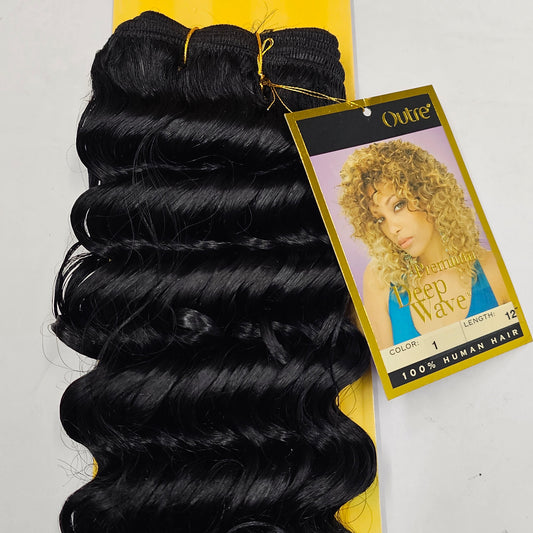 Human hair premium deep wave weave tangle-free; curly sew-in weft. image 1