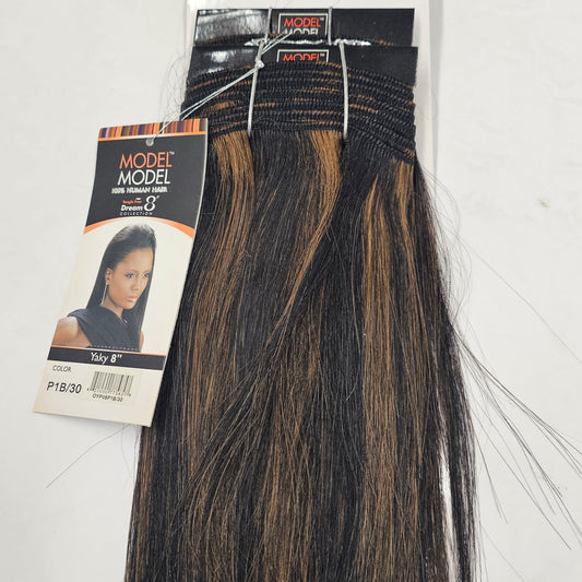 Tangle-free human hair yaky weave for sew-in, straight, wefts image 0
