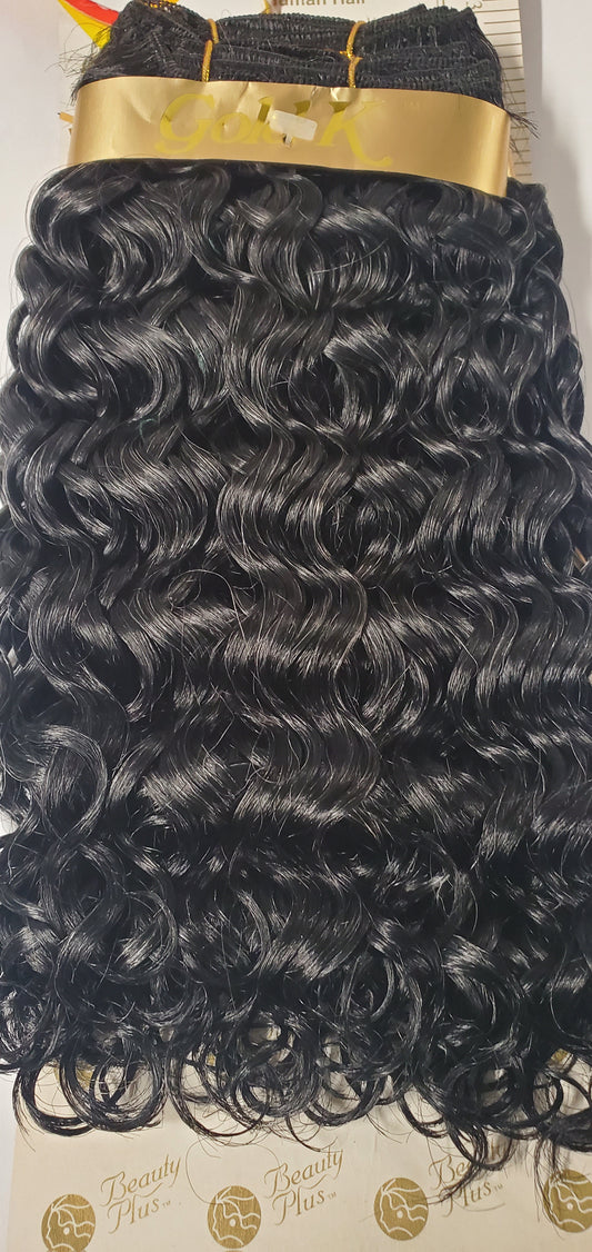 Human hair tangle-free water wave weave; curly sew-in weft. image 0