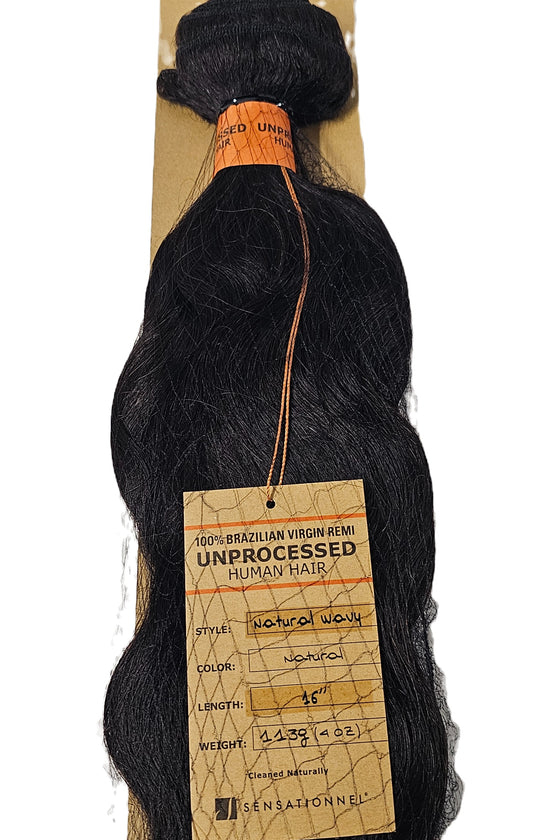 Natural wavy human hair weave for sew-in; brazilian virgin remi; bundle weft image 0