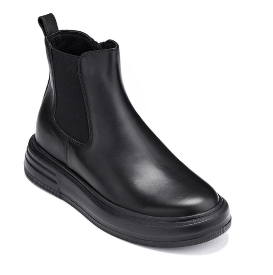 CALTO - J24810 - 3 Inches Taller (Noir) - Lightweight Smooth Nappa Chelsea Zipper Boots
