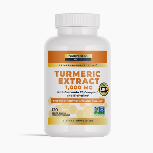 Nature's Lab Gold Turmeric Extract with Curcumin C3 Complex and BioPerine - 120 Capsules
