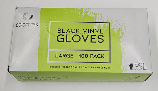 10 packs of Black vinyl gloves by Colortrak; size L; 100 pack image 1
