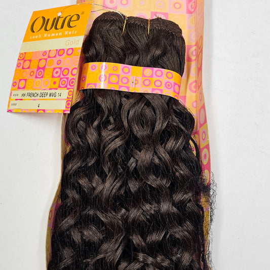 Human hair french deep wave weave; curly sew-in weft. image 0