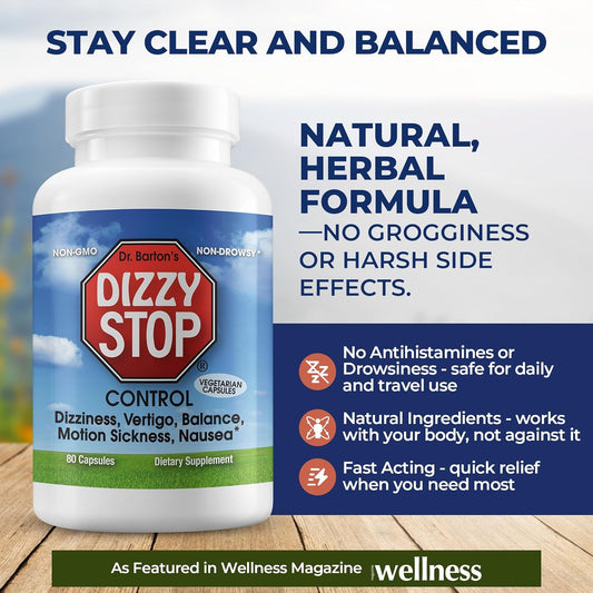 Dizzy Stop by Dr. Barton's – Non-Drowsy Vertigo, Dizziness & Balance Support