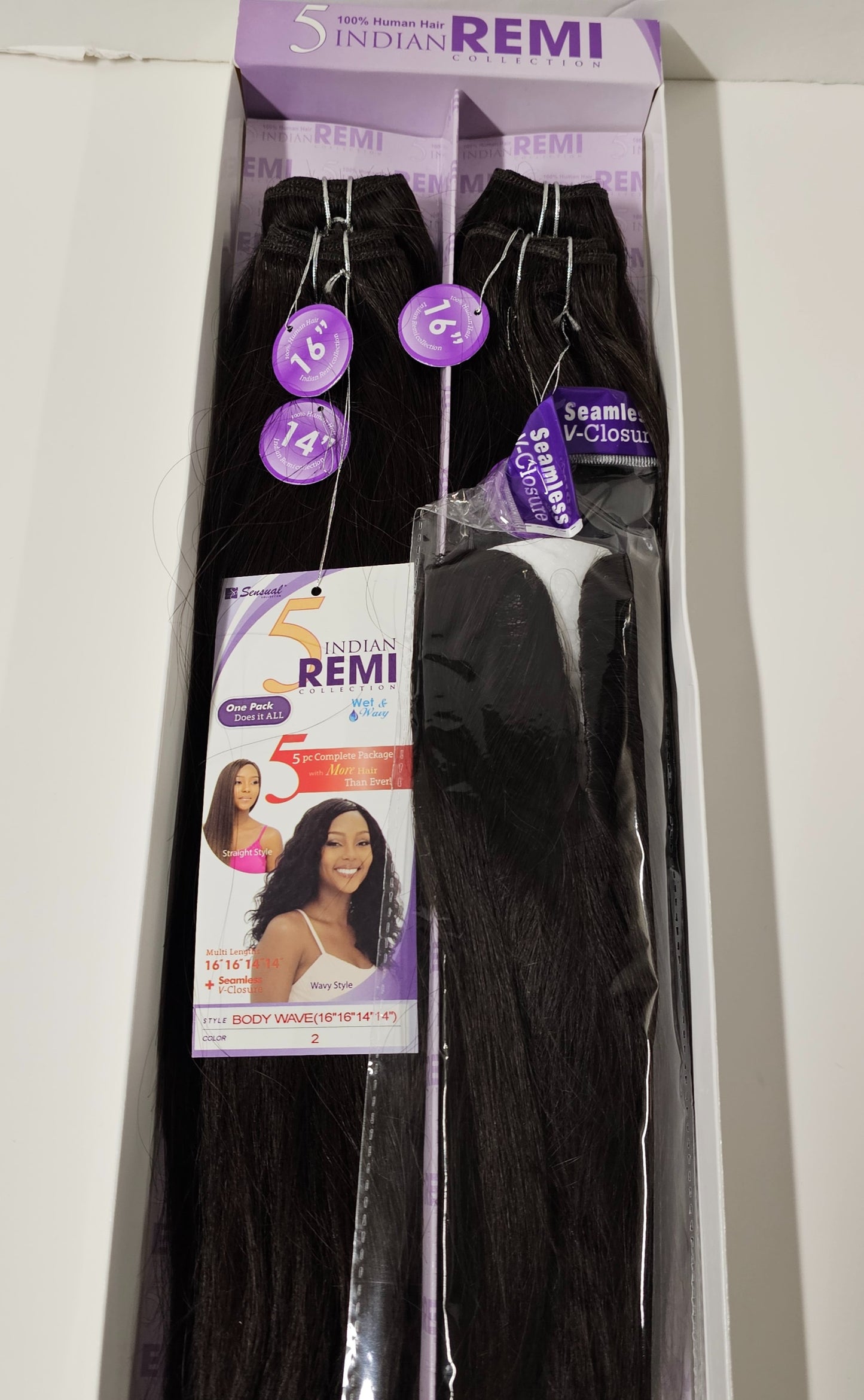 Wet and wavy human hair tangle-free Indian Remi 5pcs weave for sew-in; wefts image 0