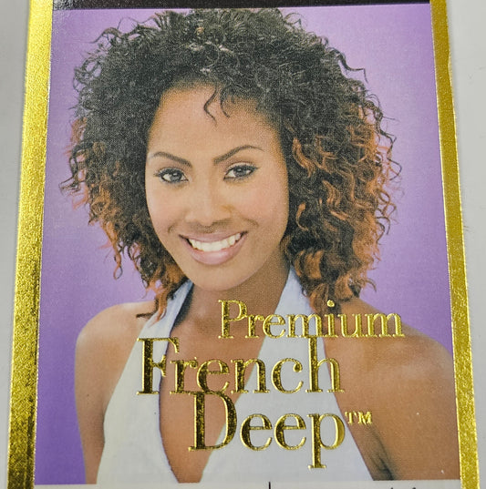 Human hair tangle-free premium french deep wave weave; curly sew-in weft image 0