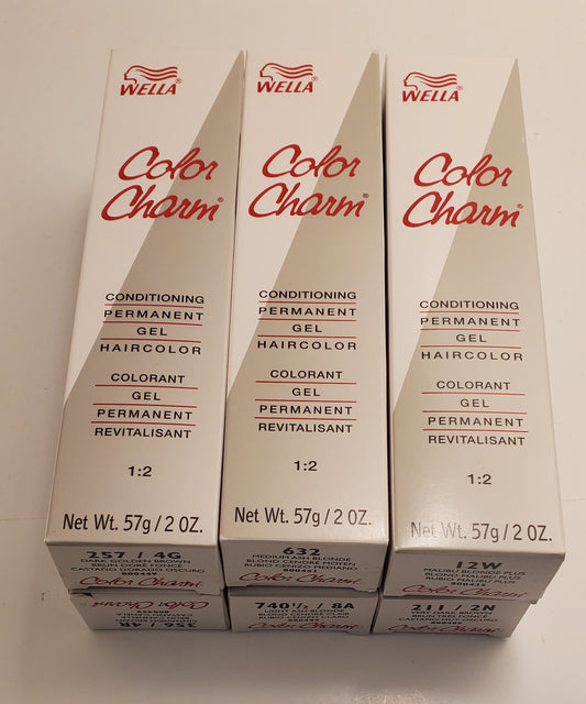 Set of 6 Wella color charm permanent gel conditioning hair color; 2oz x 6 image 0