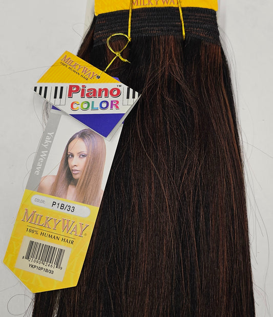 Human hair weave yaky straight for sew-in, wefts, mixed colors image 1