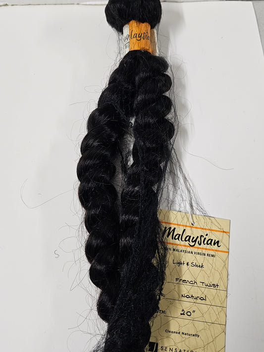 French twist natural human hair weave for sew-in; curly bundle weft virgin remi image 1