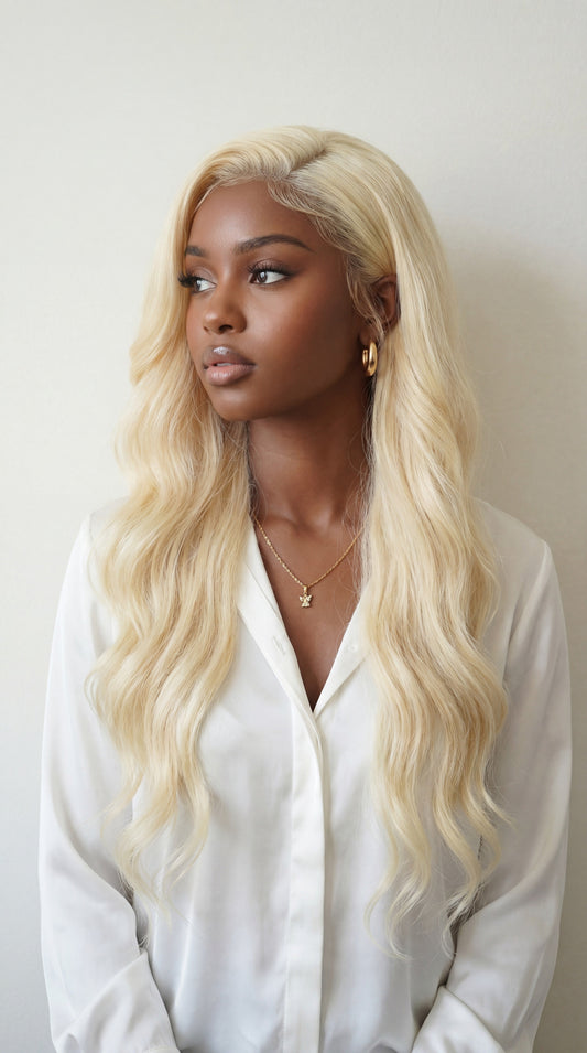 Blond Virgin human hair wig - straight