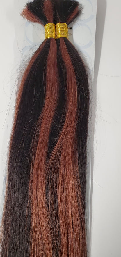 Human hair tangle-free micro perm yaki bulk for braiding; straight. image 1