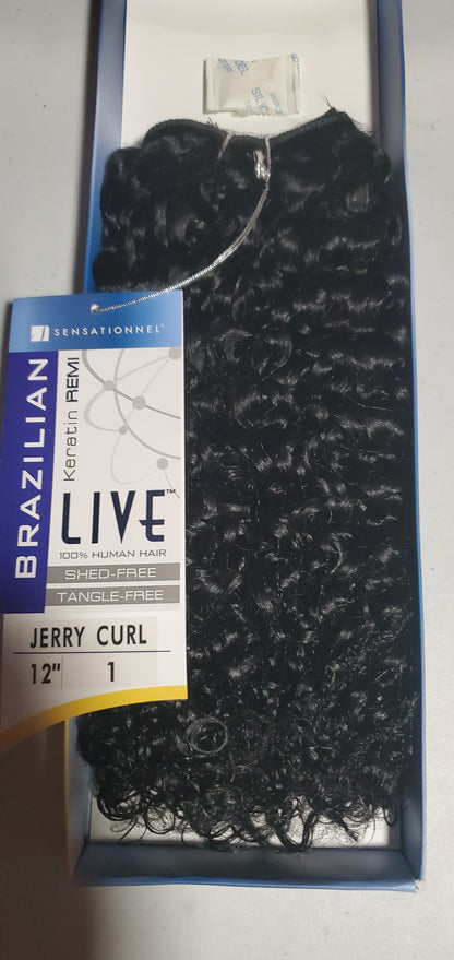 100% human hair weave;live brazilian keratin remi; jerry curl;sensationnel image 1
