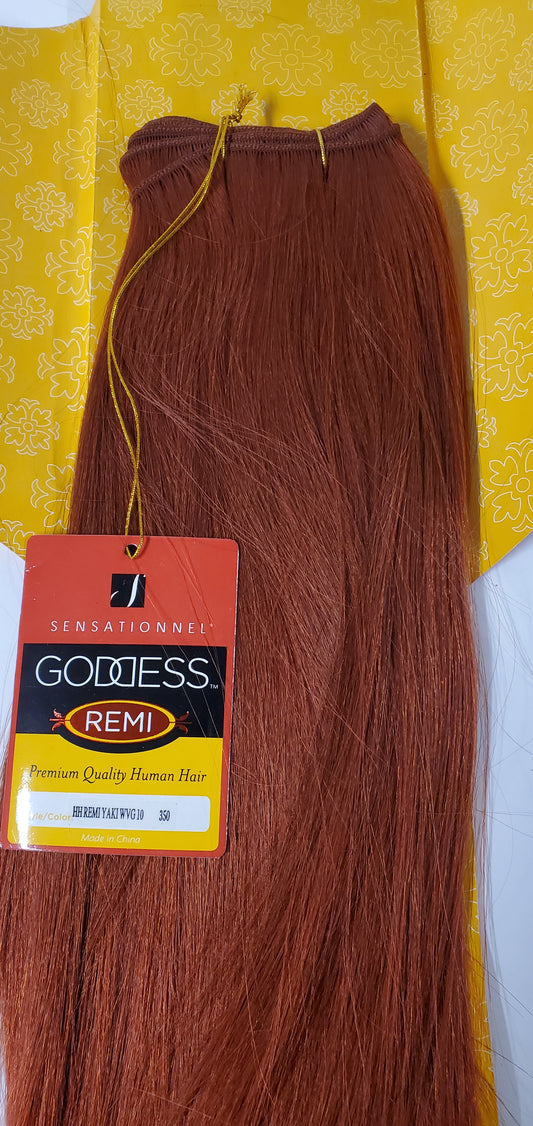 Human hair remi yaki weave; straight sew-in weft; Goddess image 0