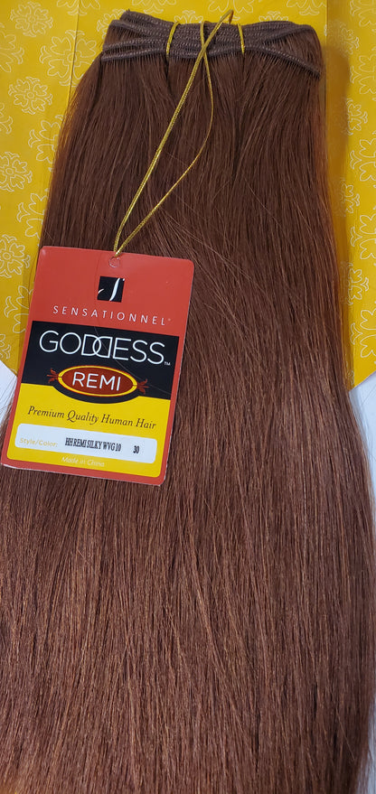 Human hair remi silky weave; straight sew-in weft; Goddess image 2
