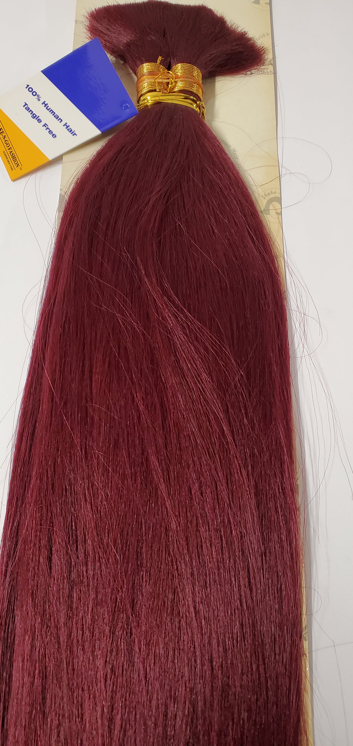 Human hair tangle-free yaki bulk straight for braiding; 16 inch. image 2