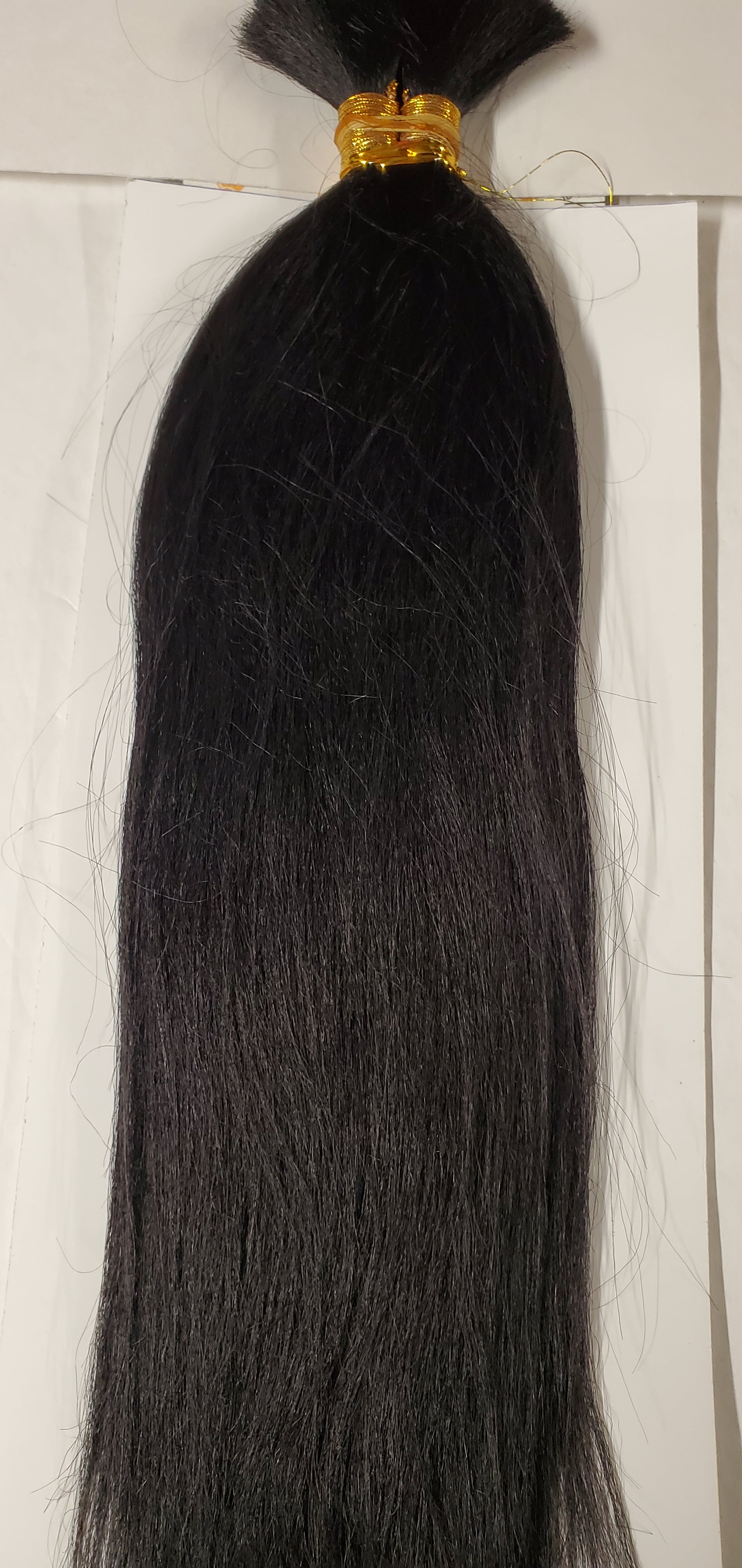 Human hair tangle-free New Yaki bulk for braiding; straight image 2