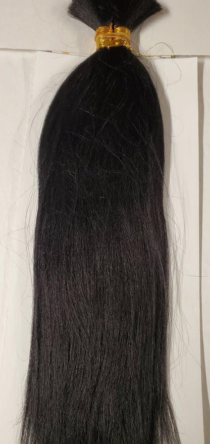 Human hair tangle-free New Yaki bulk for braiding; straight image 2