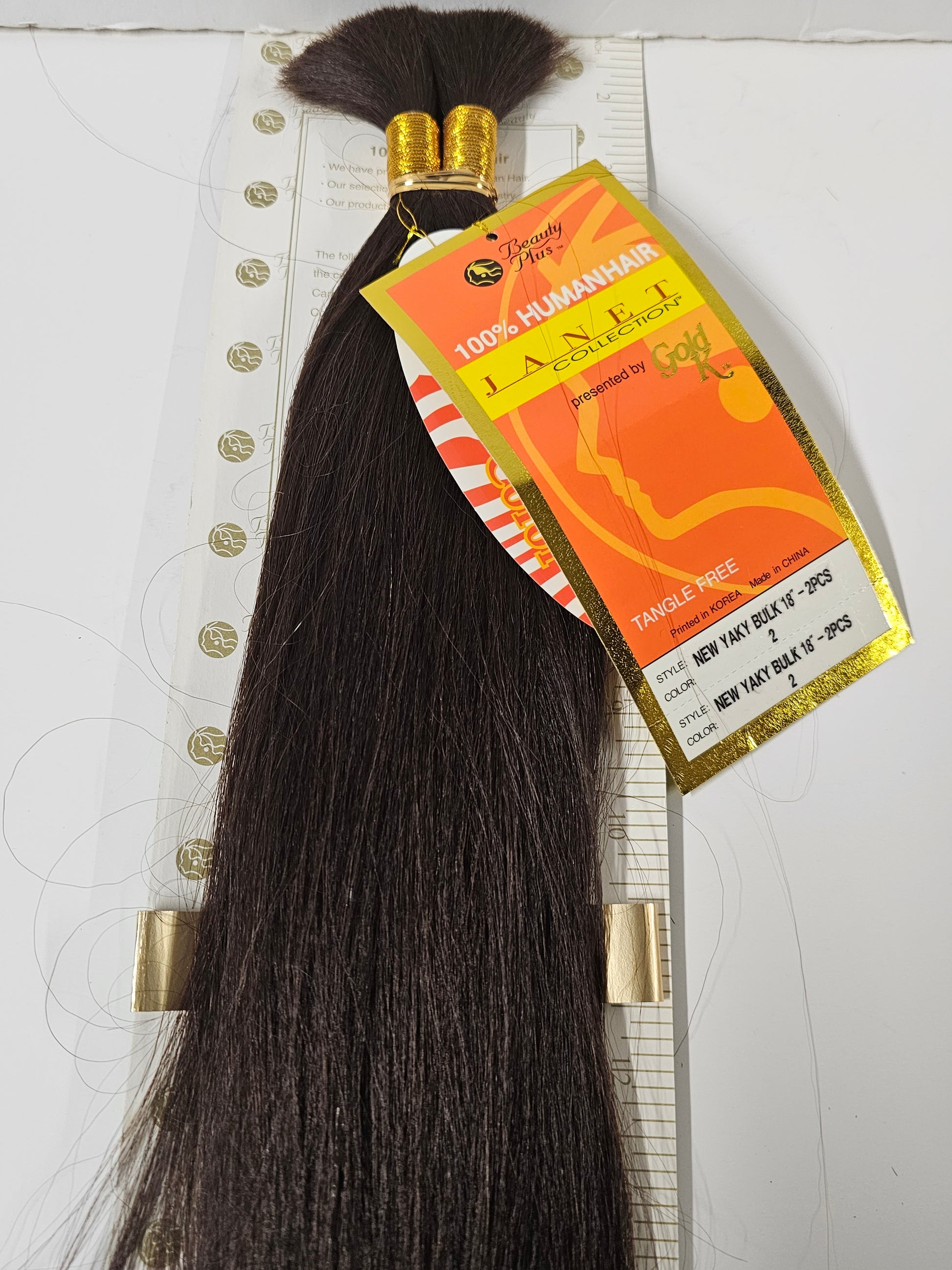 Human hair tangle-free New Yaki bulk for braiding; straight image 4