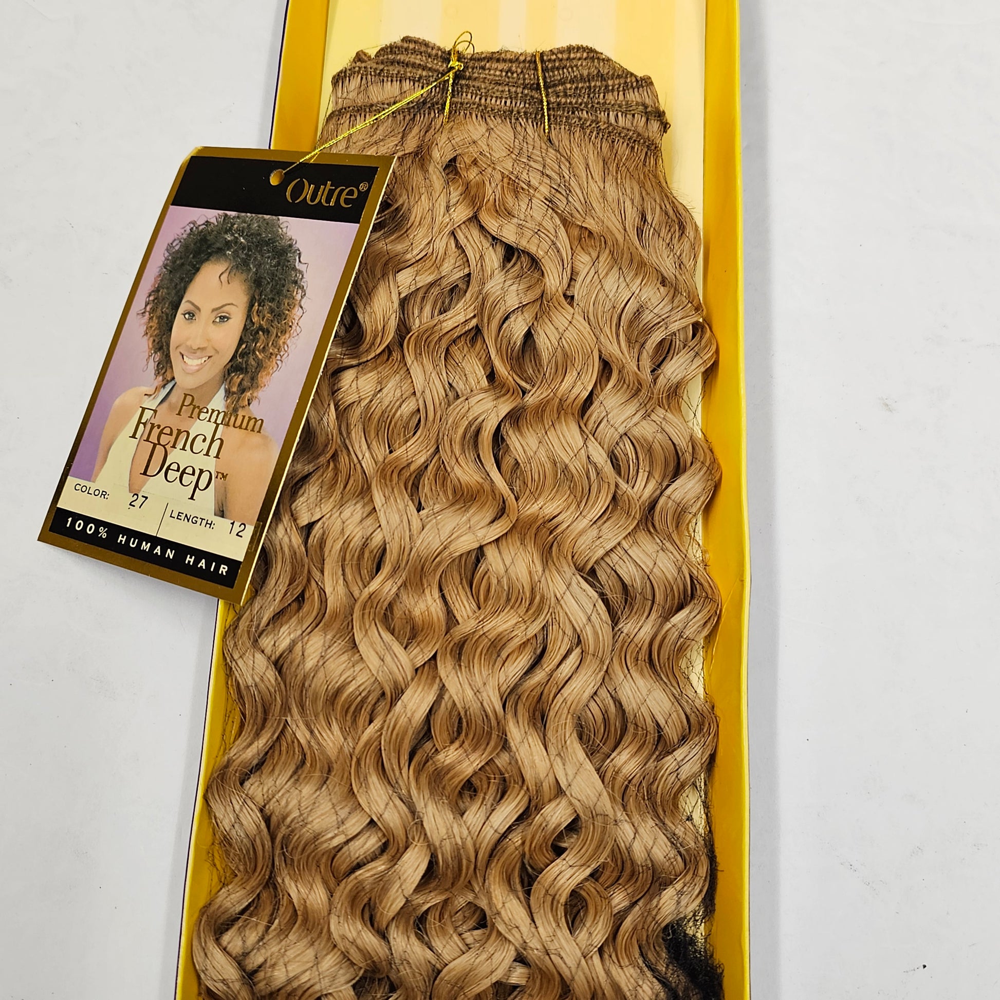 Human hair tangle-free premium french deep wave weave; curly sew-in weft image 1