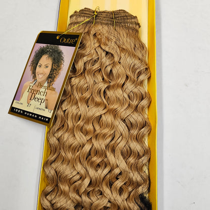 Human hair tangle-free premium french deep wave weave; curly sew-in weft image 1