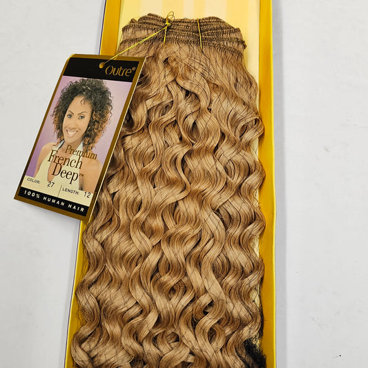 Human hair tangle-free premium french deep wave weave; curly sew-in weft image 1