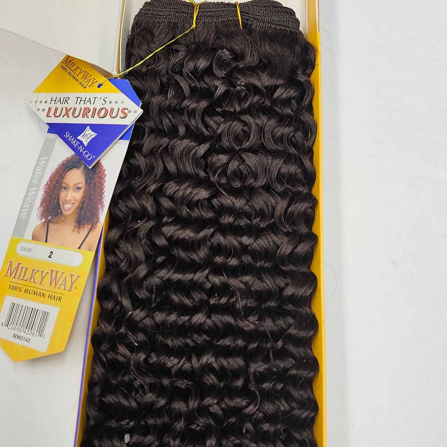 Human hair water wave tangle-free; curly sew-in weft. image 4