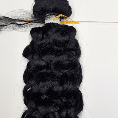 Unprocessed natural human hair weave new bohemian; curly sew-in weft. image 3