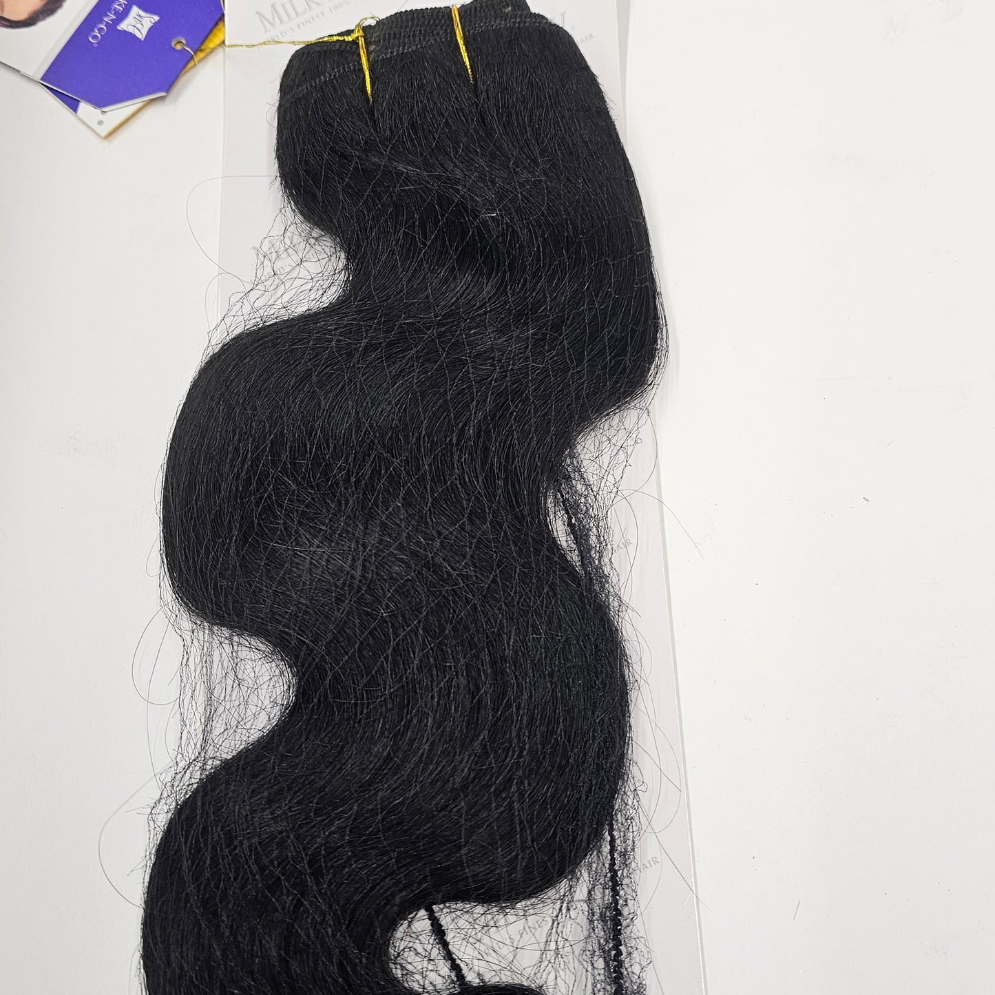Human hair weave tangle-free body wave Milky way; curly sew-in weft. image 4