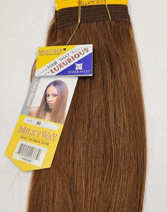 Human hair weave yaky straight for sew-in, wefts image 1