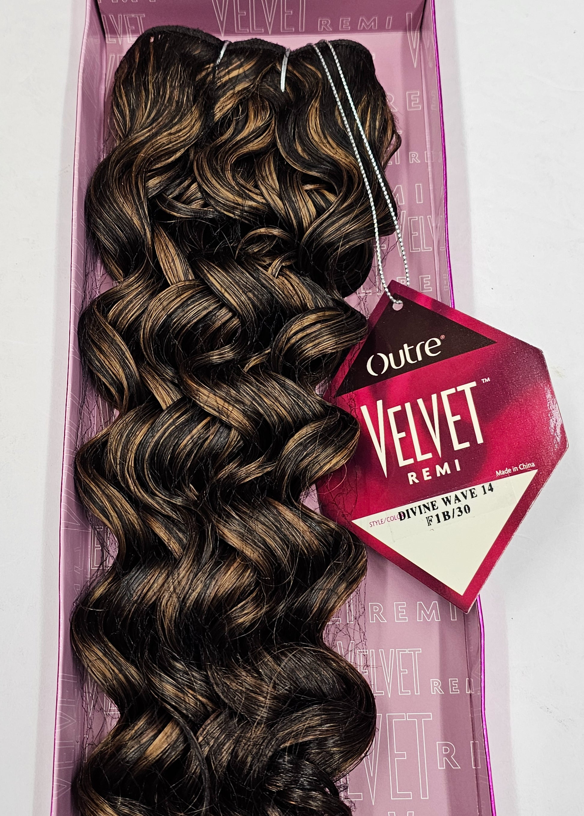 Outre velvet remi human hair weave divine wave; curly sew-in weft. image 5
