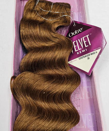 Velvet remi human hair weave Euro deep wave; curly sew-in weft. image 3