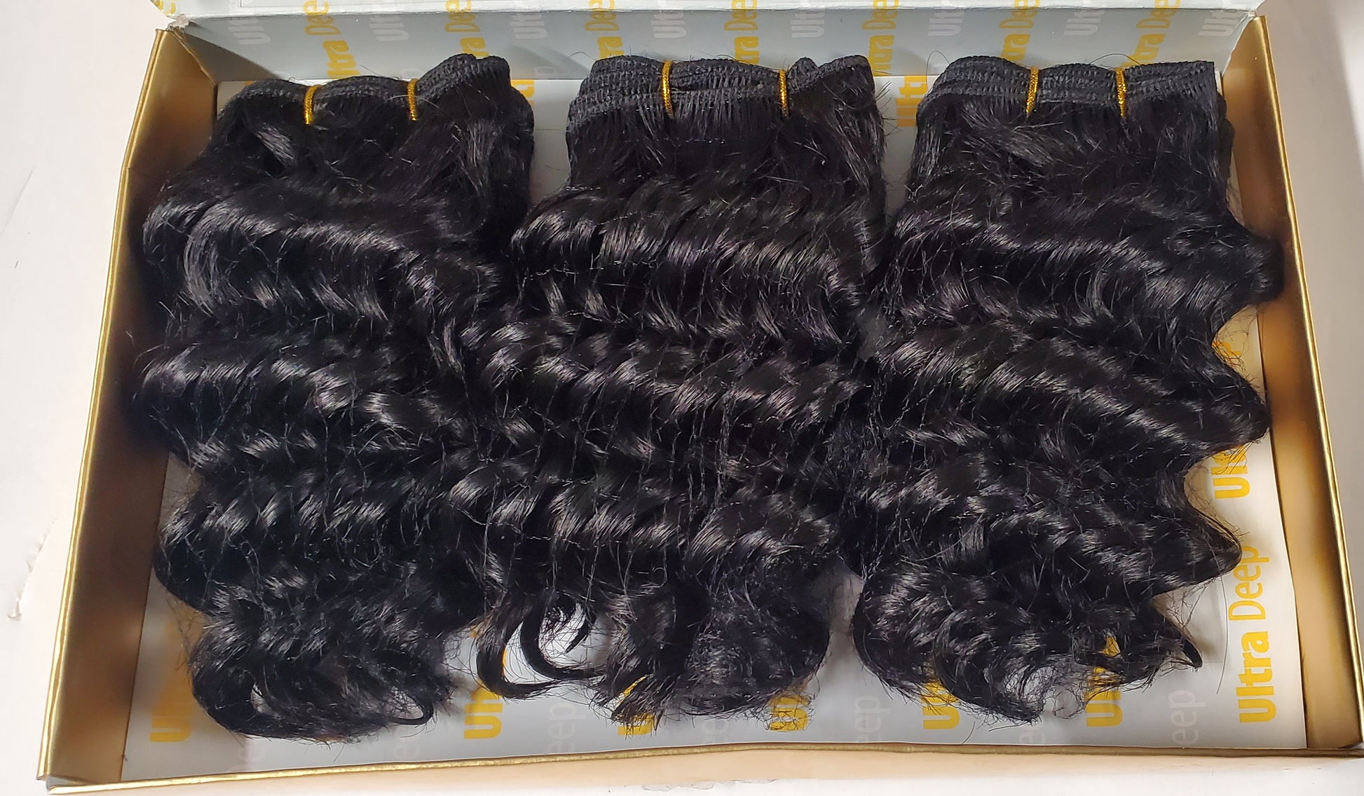 Human hair tangle-free weave; ultra deep; 3pcs; curly; wefts; sew-in. image 2