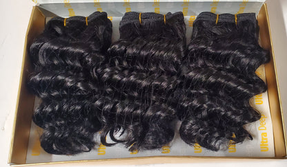 Human hair tangle-free weave; ultra deep; 3pcs; curly; wefts; sew-in. image 2