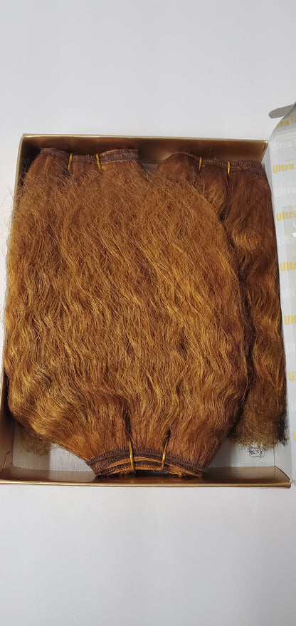 human hair tangle-free ultra natural weave wavy 3pcs  8 inch sew-in weft. image 7