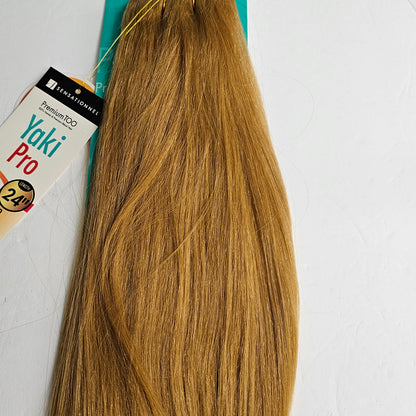 Human hair and premium blend weave straight for sew-in -  weft -  Yaki pro