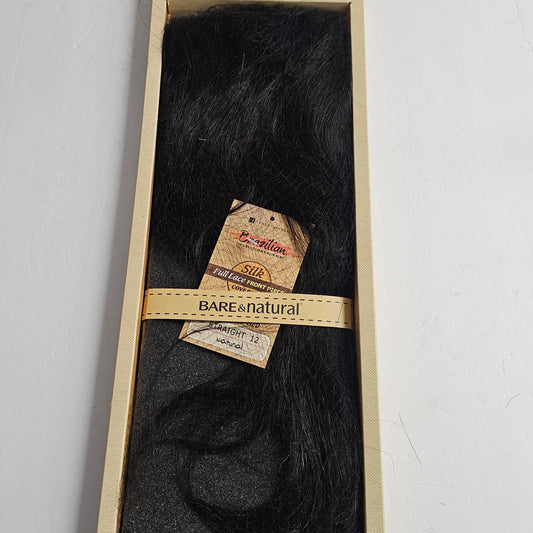 Brazilian silk full lace front piece cover all 11.5 inch x 3.5 inch - straight - natural